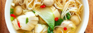Oriental Soup with Cod, Pak Choi and Noodles