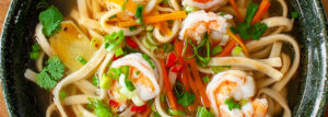 Oriental Soup with Noodles and Shrimp