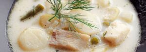 Soup with Fennel, Potatoes and Halibut