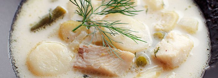 Soup with Fennel, Potatoes and Halibut