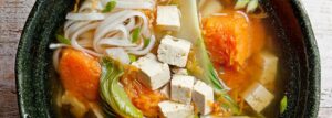 Soup with Roasted Butternut Squash, Pak Choi and Tofu