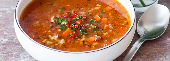 Green Lentil Soup with Pasta